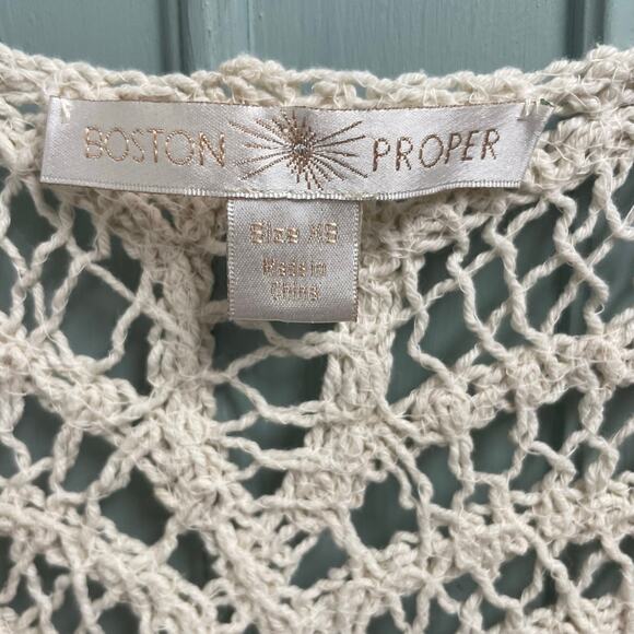 Boston Proper Crochet Lace Cream Dress Size XS Boho Casual Minimalist Festival - Picture 2 of 4